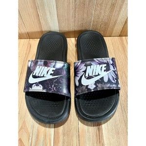 Nike Black Floral Slide Sandals